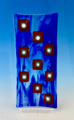 Cobalt and Red Holiday Plate